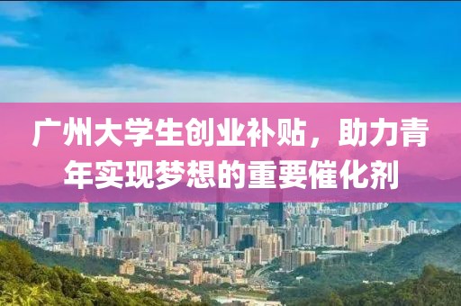 广州大学生创业补贴，助力青年实现梦想的重要催化剂