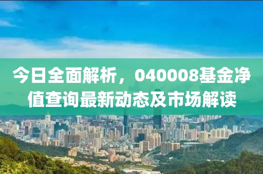 今日全面解析，040008基金净值查询最新动态及市场解读