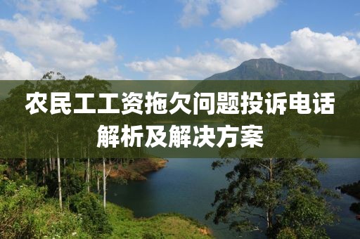 农民工工资拖欠问题投诉电话解析及解决方案