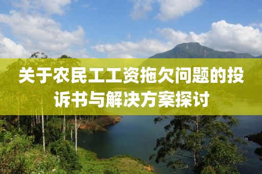 关于农民工工资拖欠问题的投诉书与解决方案探讨